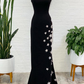 Black Strapless Prom Party Dress with High Slit,DP997