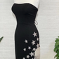 Black Strapless Prom Party Dress with High Slit,DP997