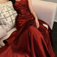 Charming Wine Red Spaghetti Straps Long Party Dress Birthday Outfits DP3950