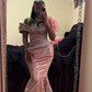 Gorgeous Pink Off Shoulder Beading Mermaid Black Girl Long Evening Party Dress DP3952