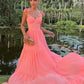 Pink Sweetheart Straps A-Line Long Formal Party Dress Wedding Guest Dress DP3972