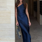 Navy Blue One Shoulder Simple Party Dress,DP1048