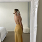 Spaghetti Straps Backless Simple Elegant Party Dress with Slit, DP2425