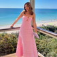Elegant Pink Strapless A-Line Long Prom Dress, DP2006