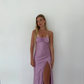 Red Spaghetti Straps Satin Simple Party Dress with Slit, DP2188
