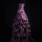 Vintage Purple Strapless Prom Dress A-Line Tiered Satin Evening Gown DP7147