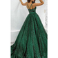 Sparkly Green A-line Spaghetti Straps Maxi Long Prom Dresses Evening Dresses,DP0130