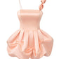 Vintage Pink Satin Short A-Line Party Dress Cocktail Dress Homecoming Dress DP6475