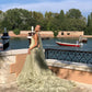 Gorgeous Sage Green 3D Flowers Strapless A-Line Floor-length Prom Dress Evening Dress, DP6538