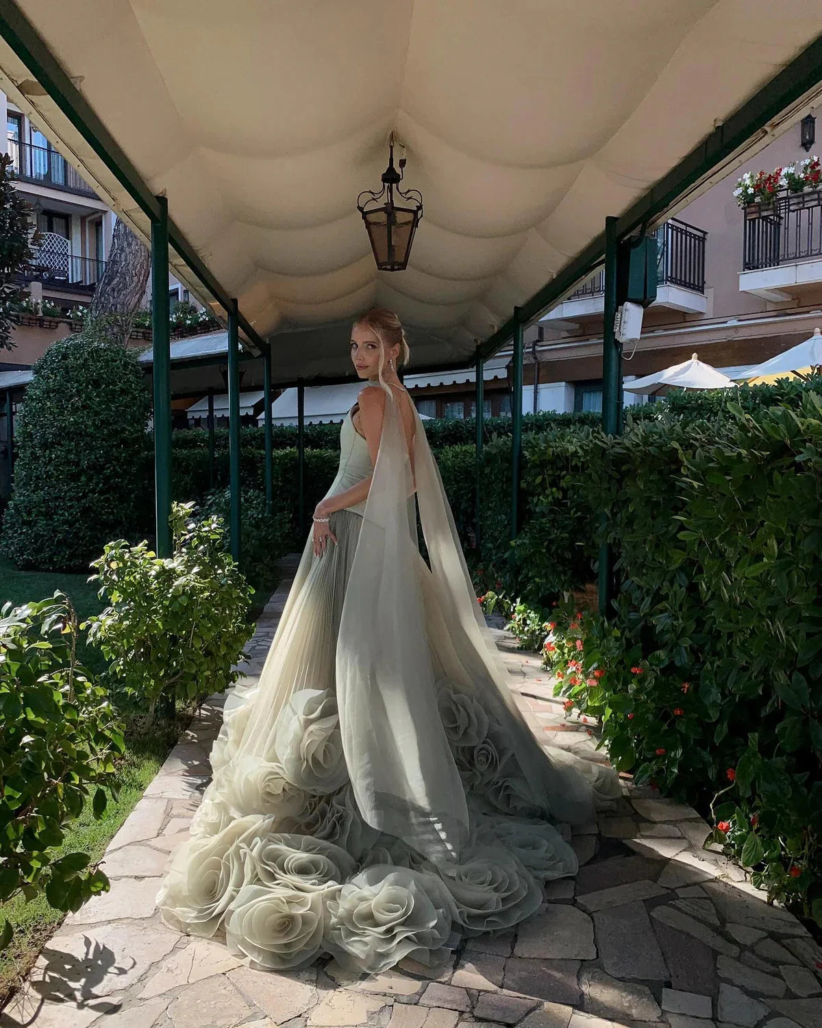 Gorgeous Sage Green 3D Flowers Strapless A-Line Floor-length Prom Dress Evening Dress, DP6538