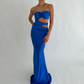 Black Strapless Satin Classy Simple Long Party Dress, DP2630