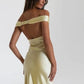 Enchanting Off-the-shoulder Satin Mermaid Floor-length Prom Dress Evening Dress DP6328