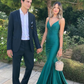 Mermaid Satin Long Prom Dresses Backless Party Dresses,DP0239