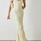 Elegant Ivory Straps Halter Mermaid Long Party Dress, DP2206