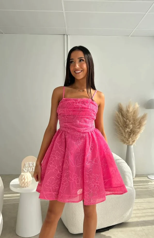 Hot Pink Short Party Dress Spaghetti Straps A-Line Birthday Dress, DP2428