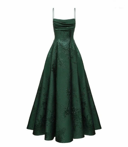 Charming Green A-Line Spaghetti Straps Classy Evening Party Dress , DP2044