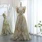 Wunderschönes, funkelndes, mit Perlen besetztes Pailletten-Kurzarm-A-Linien-Ballkleid, Abendkleid, DP6542