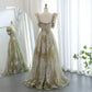 Wunderschönes, funkelndes, mit Perlen besetztes Pailletten-Kurzarm-A-Linien-Ballkleid, Abendkleid, DP6542