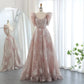 Wunderschönes, funkelndes, mit Perlen besetztes Pailletten-Kurzarm-A-Linien-Ballkleid, Abendkleid, DP6542