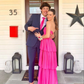 Pink Strapless A-Line Cute Prom Dress with Slit, DP2377