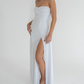 Lilac Spaghetti Straps Satin Simple Party Dress with Slit, DP2187