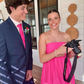 Pink Strapless A-Line Cute Prom Dress with Slit, DP2377