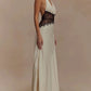 Charming Lace V-neck Prom Dress Sheath Halter-neck Evening Dress Long Formal Dress DP6689