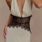 Charming Lace V-neck Prom Dress Sheath Halter-neck Evening Dress Long Formal Dress DP6689