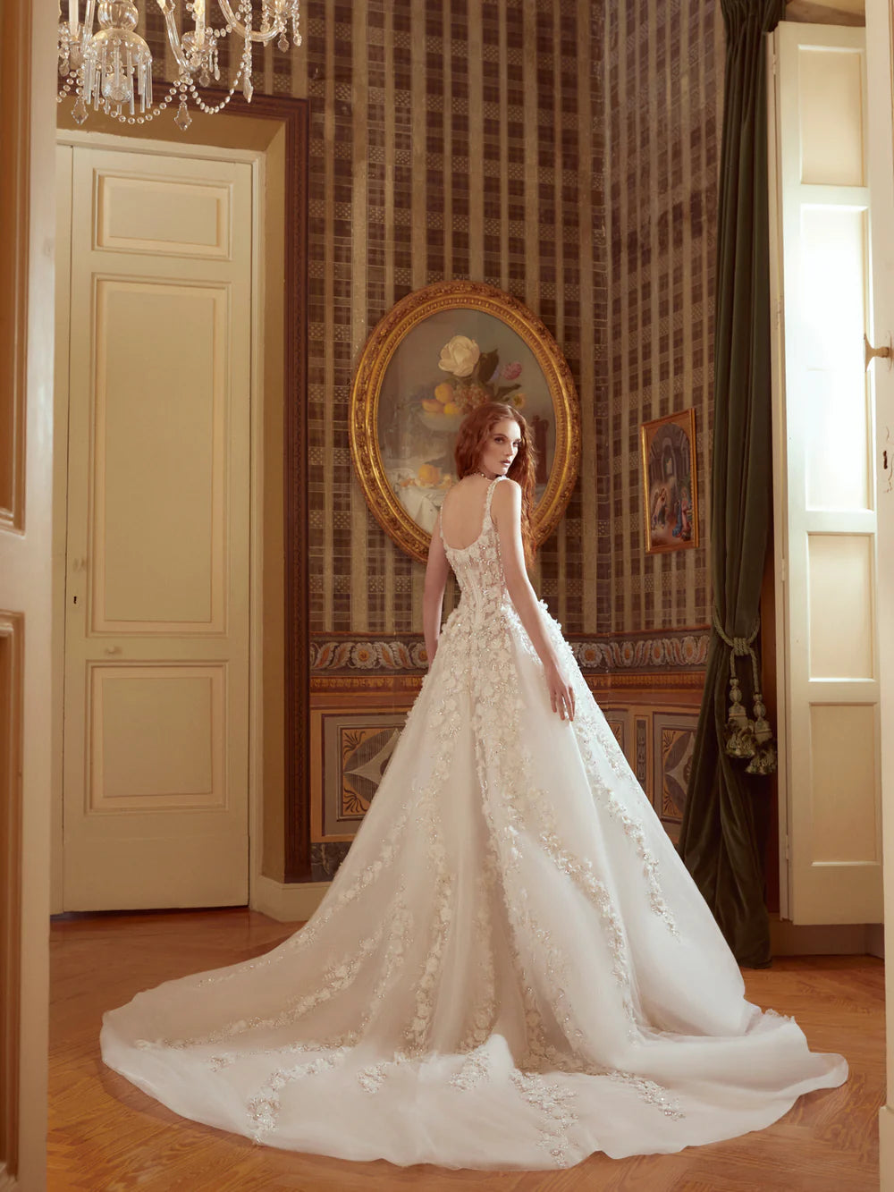 Superbe robe de mariée trapèze ivoire à bretelles appliquées et décolleté en cœur, robe de bal, robe de soirée DP6572