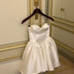 Cute Strapless A-Line White Satin Homecoming Dress, DP2923