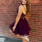 Straps Purple A-line Short Tulle Homecoming Dress, DP2327
