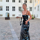 Chic Black Sexy Strapless Sheath Long Party Dress with Slit,DP1879 （The dress is strapless, the black straps in the picture are underwear straps）