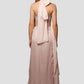 Vintage Pink Glänzendes Neckholder-Abendkleid mit Perlen, DP6530
