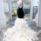 Special One Shoulder Sleeveless Evening Dress,Layered Mermaid Long Prom Dress,DS4062