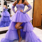 Hot Pink High Low Corset Homecoming Dress with Lace Long Prom Dress,DP0193