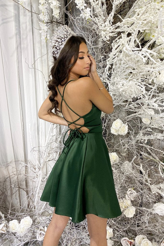 Simple Short Backless Green Prom Dress Formal Graduation Homecoming Dress, DP2382