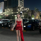 Red Velvet Strapless Short Prom Dress Evening Party Dress,DP1340
