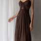 Vintage Straps Party Dress Brown A-Line Evening Dress, DP2280