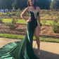 Black Girl Prom Dresses Long Mermaid Green Prom Gown With Train,DP0103