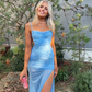 Sky Blue Tulle Backless Long Prom Party Dress with Slit,DP1051