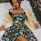 Vintage Floral Short A-Line Party Dress Cocktail Dress Homecoming Dress DP6497