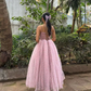 Shiny Pink Straps A-Line Evening Party Dress Sweet Birthday Dress, DP2446