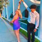 Purple One Shoulder Tight Cut Out Homecoming Dress , DP2332