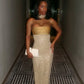 Enchanting Shiny Sequin Strapless Sheath Long Prom Dress Evening Dress DP6332