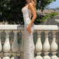 Robe de bal vintage en dentelle blanche, fourreau, bretelles spaghetti, robe de soirée longue, robe formelle DP6692