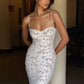 Robe de bal vintage en dentelle blanche, fourreau, bretelles spaghetti, robe de soirée longue, robe formelle DP6692