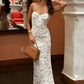 Robe de bal vintage en dentelle blanche, fourreau, bretelles spaghetti, robe de soirée longue, robe formelle DP6692
