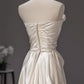 Elegant Satin Sheath Cape Sleeves Wedding Dress Draped Bridal Gown DP7047