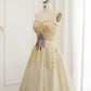 Elegant Ivory Beaded Prom Dress A-Line Beaded Evening Gown Satin Party Dress Long Formal Dress DP6739