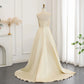 Elegant Ivory Beaded Prom Dress A-Line Beaded Evening Gown Satin Party Dress Long Formal Dress DP6739